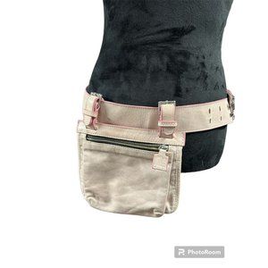 LAUNCH Pale Pink Genuine Leather Belt and Zip Bag combo. New w/out Tag. Belt bag